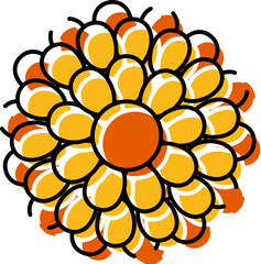 Abstract flower illustration with yellow and orange petals