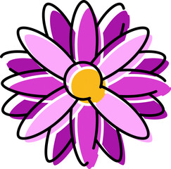 Abstract purple pink flower drawing outline illustration