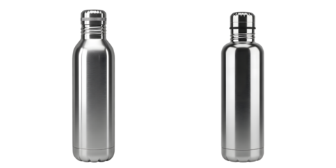 set of wine bottles with caps on white background