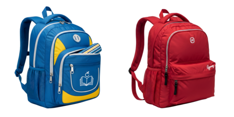 school backpack on white background for back to school