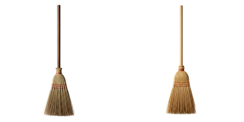 Broom with dustpan isolated on white background