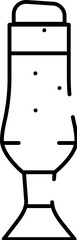 Champagne glass with sparkling beverage line art icon