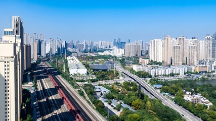 Fototapeta premium Aerial View of Hanyang City Skyline and Former Ironworks Museum