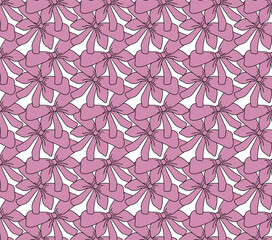 Seamless pattern with cartoon bow. Hand drawn vector illustration. Valentine's day background.