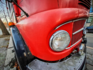 Headlights of an old fire engine