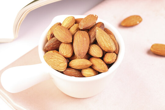 Peeled Almonds in White Bowl - Healthy Snack