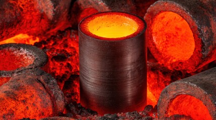 Medium shot of heatresistant zirconium metal casting cooling process showcasing precision in hightemperature industrial manufacturing.