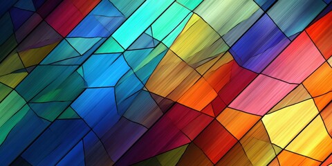 Fototapeta premium Vibrant geometric stained glass pattern with multicolor abstract design