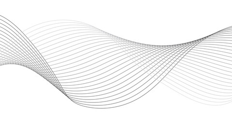 Abstract wave element for design. Digital frequency track equalizer. Stylized line art background, Geometric grey vector waves on transparent  background. Editable stroke.