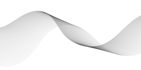 Abstract wave element for design. Digital frequency track equalizer. Stylized line art background, Geometric grey vector waves on transparent  background. Editable stroke.