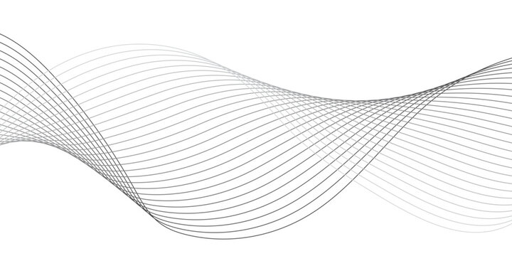 Abstract wave element for design. Digital frequency track equalizer. Stylized line art background, Geometric grey vector waves on transparent  background. Editable stroke.