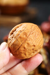 Shelled Walnut in Hand - Xinjiang Healthy Snack Close-up
