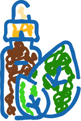 Dropper bottle and natural herbal leaf doodle art