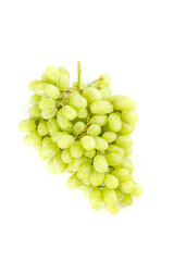 Fresh White Green Grapes Bunch on White Background