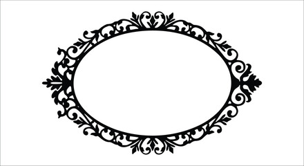Obraz premium Ornate black oval frame with decorative scrollwork and floral elements Keywords: ornate, frame