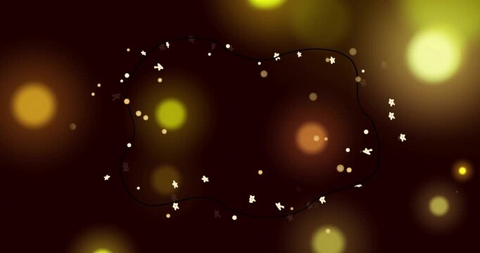 Hand-drawn squiggle appearing drawing black outline as sparkles orbiting and forming ring for brand