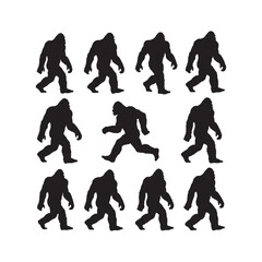 Bigfoot Silhouettes Collection,Bigfoots Silhouettes,Vector Bigfoot Silhouettes,Yeti Silhouettes,bigfoot vector