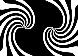 Vector black and white pattern of thick swirling lines. Modern design element for gifts, textiles, interior, packaging, covers. Vector background. Stripes. Place for text. Optical Illusion