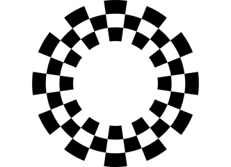 Vector ring in checkered flag style. Black pixel pattern on white background. Round sports design element. Frame. ring