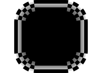 Black Vector Square Striped Frame in Checkered Flag Style. Pattern of Black Pixels and Lines on White Background. Sports Design Element. Halftone. Game, Competition
