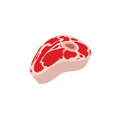 red cut of meat steak food rare raw rib-eye t-bone marbling of fat uncooked emoji symbol sign icon vector illustration isolated flat