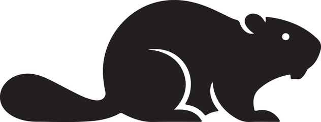 Beaver Silhouette Clipart – Simple Black Beaver Rodent Vector Icon on White Background