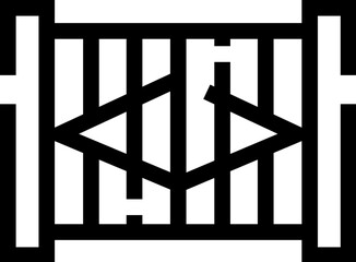 Black line gate icon for security and barrier concept