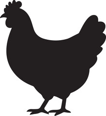 Simple Black Farm Chicken Vector Icon on White Background