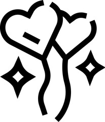 Couple hearts line icon celebrating love and romance