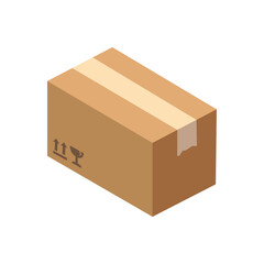 shipping package post cardboard box taped delivery packaging parcel shopping emoji symbol sign icon vector illustration isolated flat