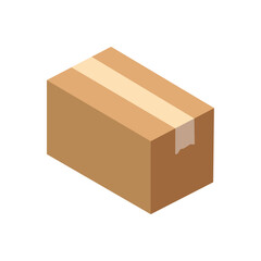 shipping package post cardboard box taped delivery packaging parcel shopping emoji symbol sign icon vector illustration isolated flat