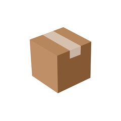 shipping package post cardboard box taped delivery packaging parcel shopping emoji symbol sign icon vector illustration isolated flat