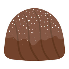 Pudding with chocolate glaze vector illustration. Rounded pudding with sprinkles