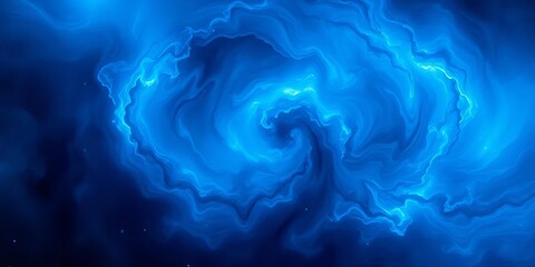 Fototapeta premium Abstract swirling nebula of deep blue hues, cosmic texture, dark, brochure
