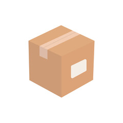 shipping package post cardboard box taped delivery packaging parcel shopping emoji symbol sign icon vector illustration isolated flat