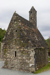 Ancient Saint Kevin's Church in Glendalough, Wicklow Mountains, Ireland 