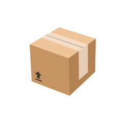 shipping package post cardboard box taped delivery packaging parcel shopping emoji symbol sign icon vector illustration isolated flat