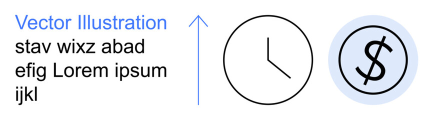 Obraz premium Time management, financial goals, productivity, strategic planning, investment growth, economic analysis. A clock and dollar sign . Time management and financial goals concept