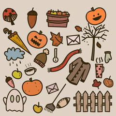 Autumn and Halloween icon set