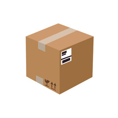shipping package post cardboard box taped delivery packaging parcel shopping emoji symbol sign icon vector illustration isolated flat