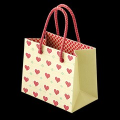 red gift bag with ribbon