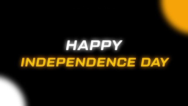 Glowing orange and white &ldquo;Happy Independence Day&rdquo; text with soft glitch and flicker effects on a black background. Perfect seamless loop for 15 August intros, patriotic videos, and festive visuals.