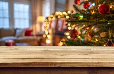 Kitchen blur interior background of Christmas