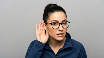 Woman actively listening to ambient sounds with focused expressions. capturing the essence of mindful auditory engagement.