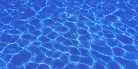 Obraz premium Transparent, clear blue water surface texture with ripples and reflections for a summer abstract background