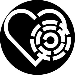 Heart maze symbol illustrating complex path of love