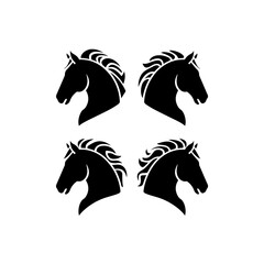 “Horse Head Silhouette Set – Elegant Equine Profile Vector Collection”