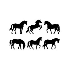“Running Horse Silhouette Set – Wild Mustang Galloping Vector Collection”