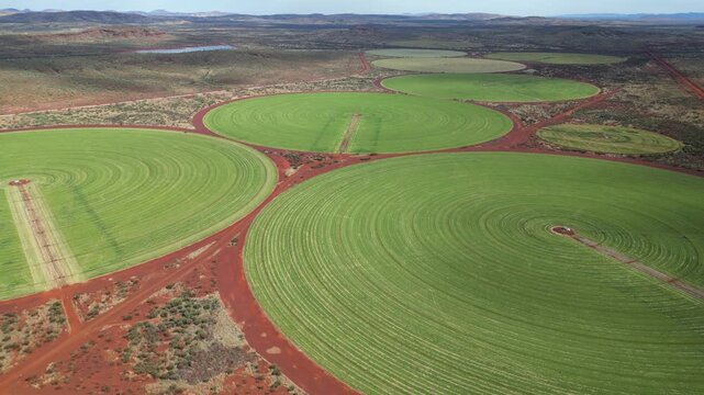 Flying over circular fields in the Australian outback