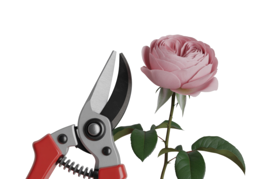 Pink Rose with Pruning Shears - Powered by Adobe